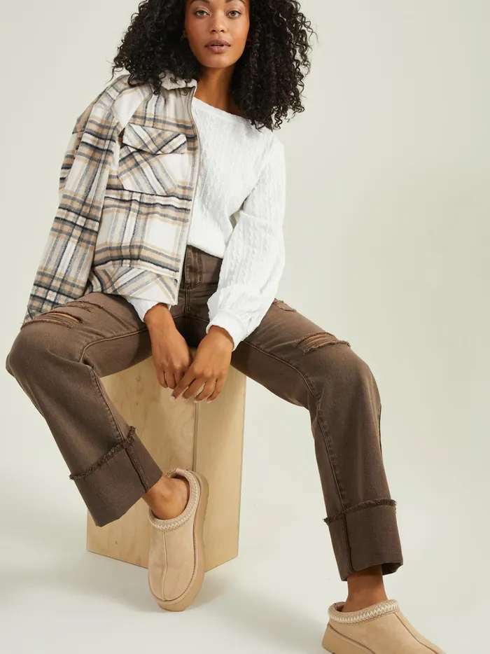 Women Altar039d State Blouses Julie Cable Cropped Top Ivory