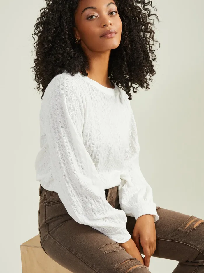 Women Altar039d State Blouses Julie Cable Cropped Top Ivory