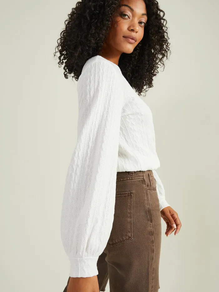 Women Altar039d State Blouses Julie Cable Cropped Top Ivory