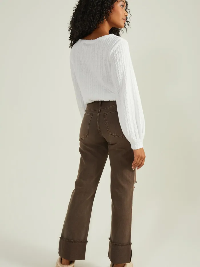 Women Altar039d State Blouses Julie Cable Cropped Top Ivory
