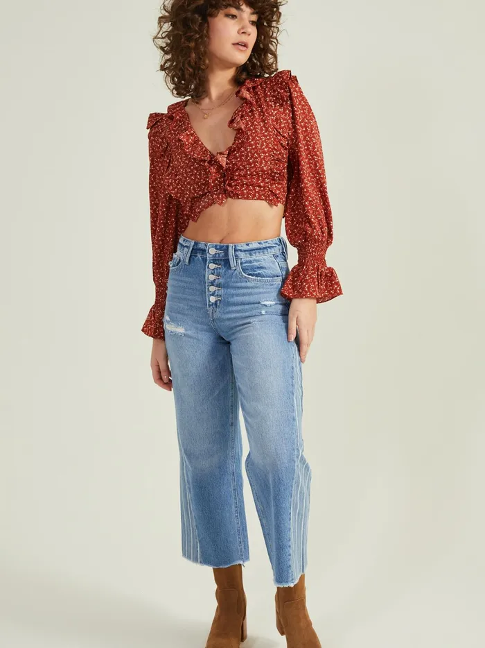 Women Altar039d State Blouses Lana Floral Ruffle Top Rust