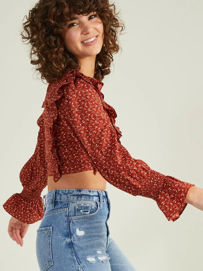 Women Altar039d State Blouses Lana Floral Ruffle Top Rust