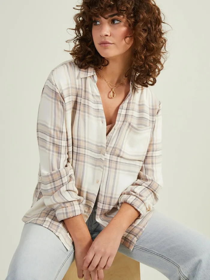 Women Altar039d State Blouses Leni Plaid Button Up Top Tangrey
