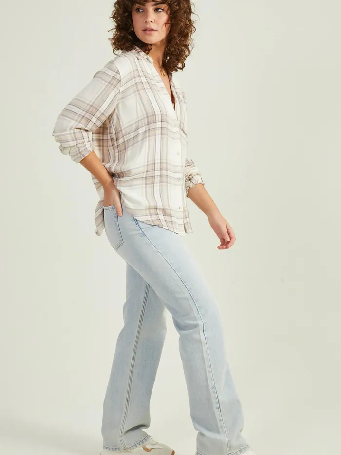 Women Altar039d State Blouses Leni Plaid Button Up Top Tangrey