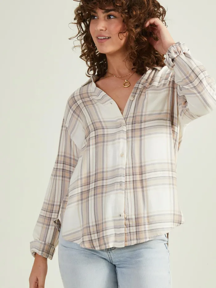 Women Altar039d State Blouses Leni Plaid Button Up Top Tangrey