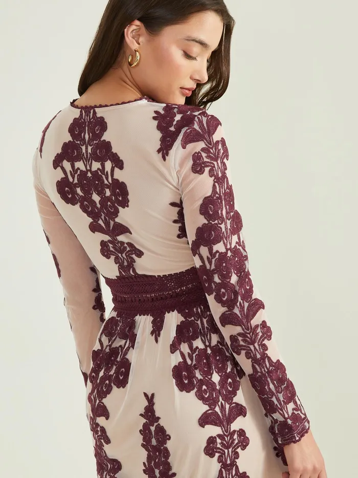 Women Altar039d State Blouses Maude Floral Top Winetasting