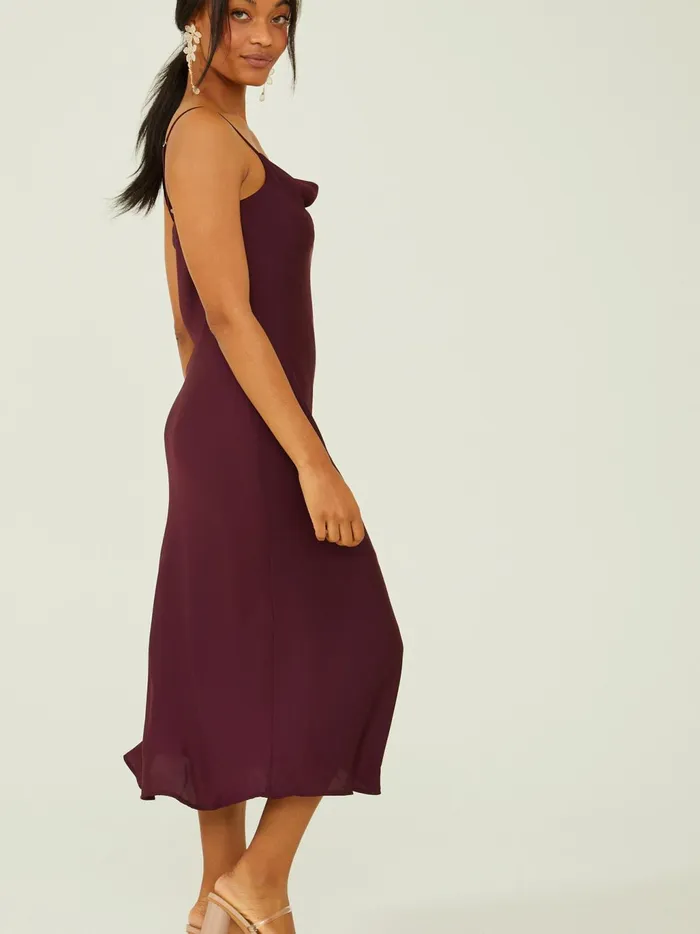 Women Altar039d State Casual Blythe Satin Slip Midi Dress Winetasting