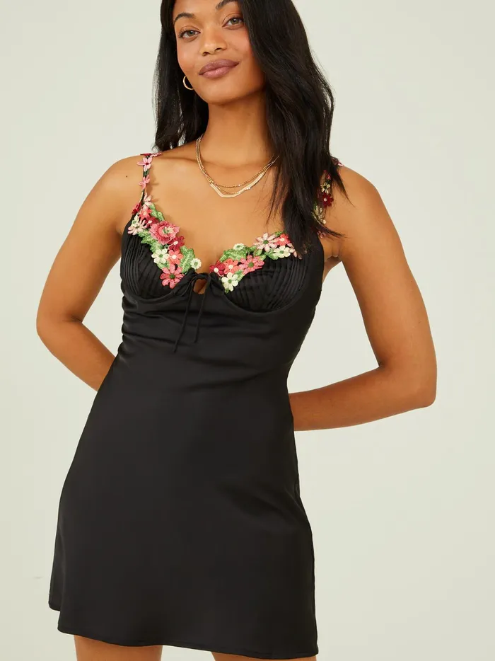 Women Altar039d State Casual Reygan Satin Mini Dress Black