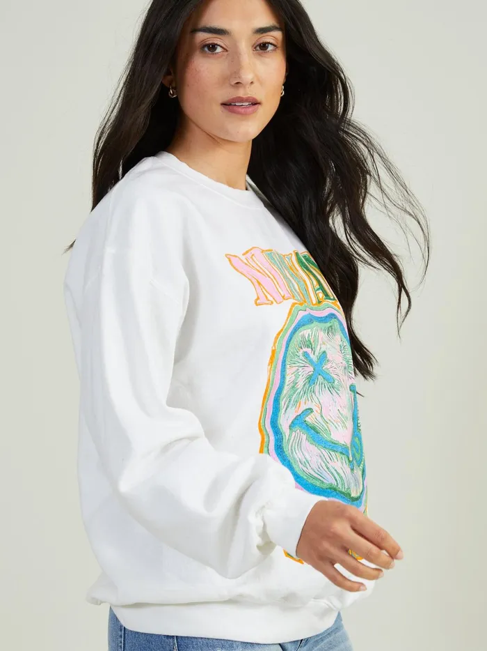Women Altar039d State Graphics Nirvana Nevermind Oversized Sweatshirt White