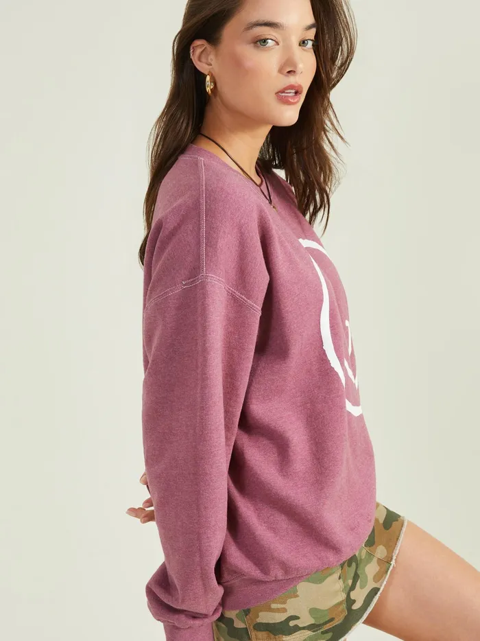 Women Altar039d State Graphics Smiley Oversized Sweatshirt Crushberry