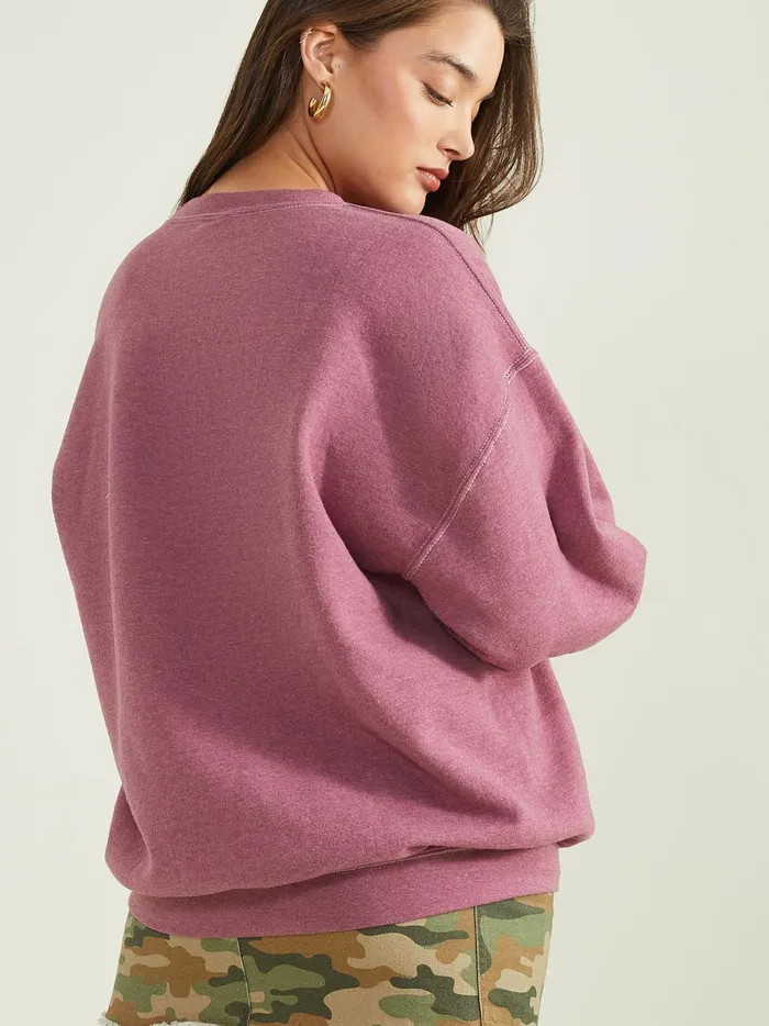 Women Altar039d State Graphics Smiley Oversized Sweatshirt Crushberry