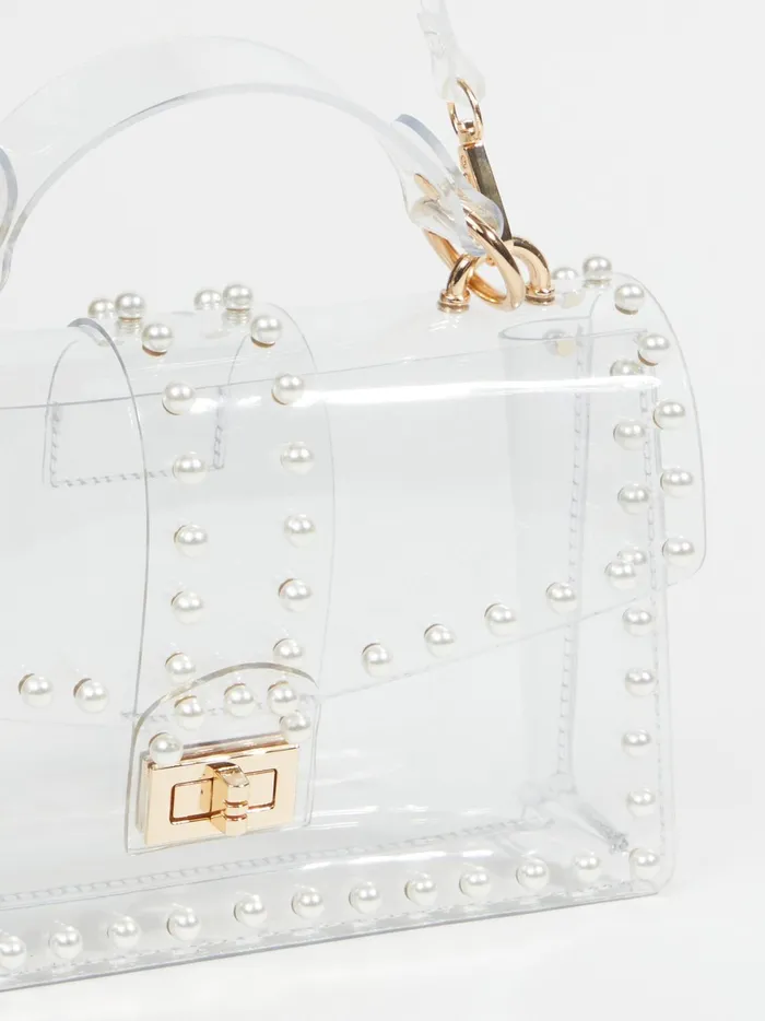 Women Altar039d State Handbags Clear Pearl Foldover Crossbody Bag Clear