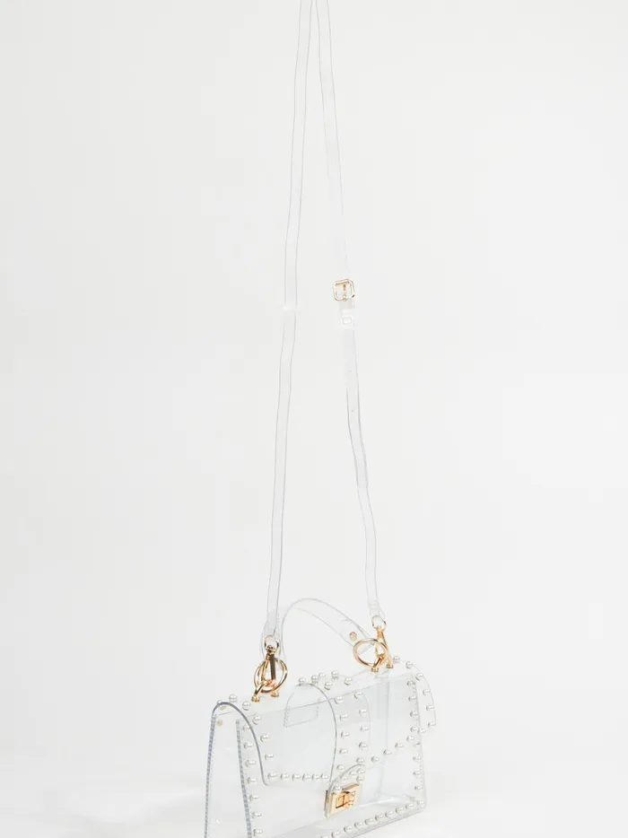 Women Altar039d State Handbags Clear Pearl Foldover Crossbody Bag Clear