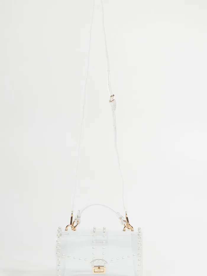 Women Altar039d State Handbags Clear Pearl Foldover Crossbody Bag Clear