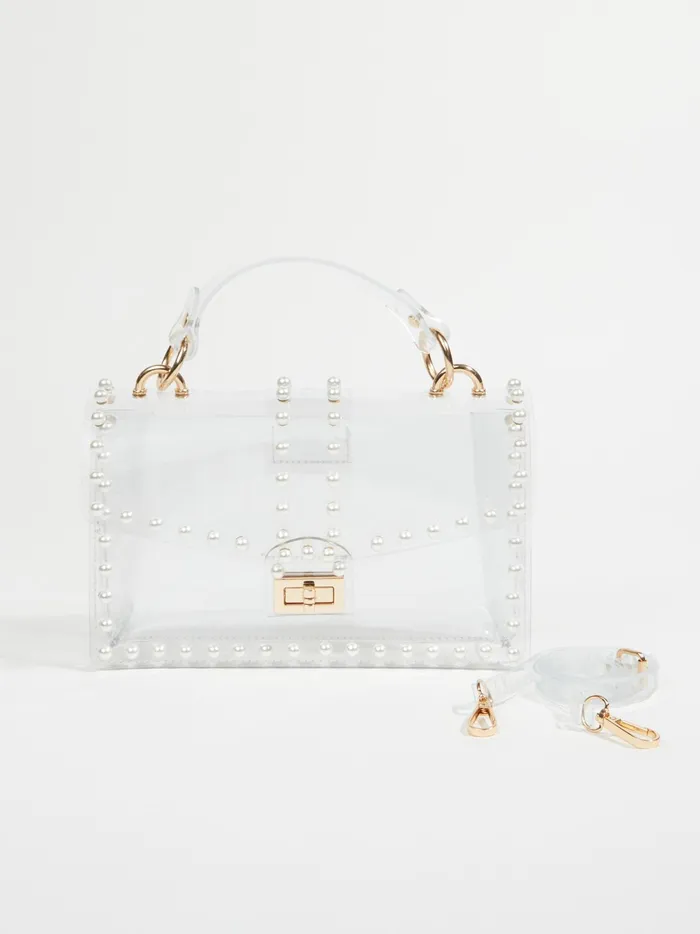 Women Altar039d State Handbags Clear Pearl Foldover Crossbody Bag Clear