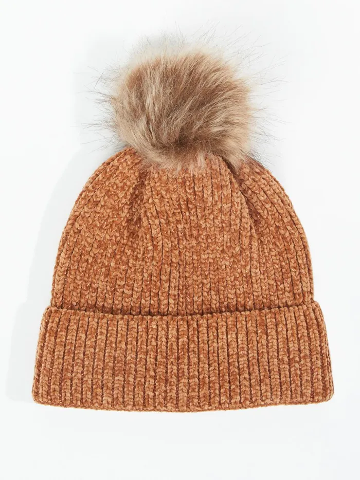 Women Altar039d State Hats Pom Chenille Beanie Camel