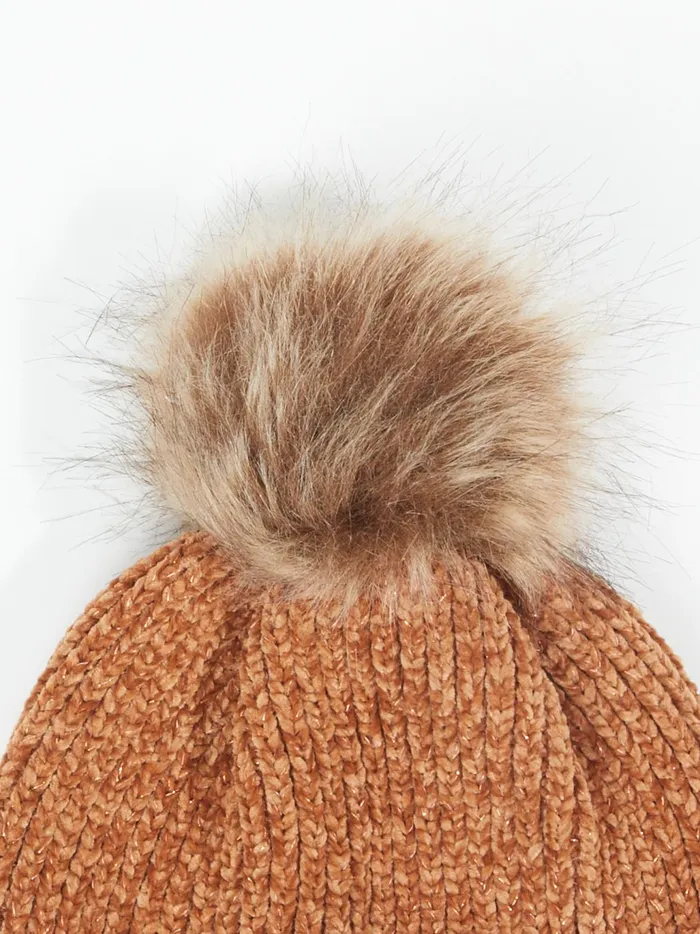 Women Altar039d State Hats Pom Chenille Beanie Camel