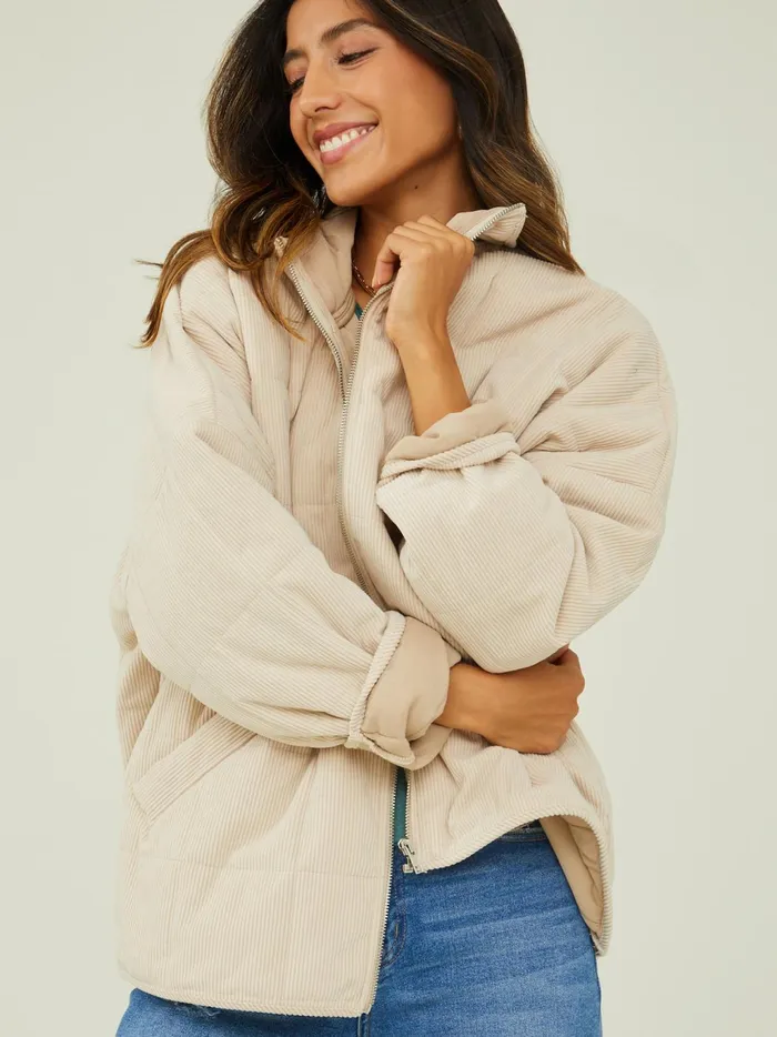 Women Altar039d State Jackets Callie Corduroy Quilted Jacket Cream