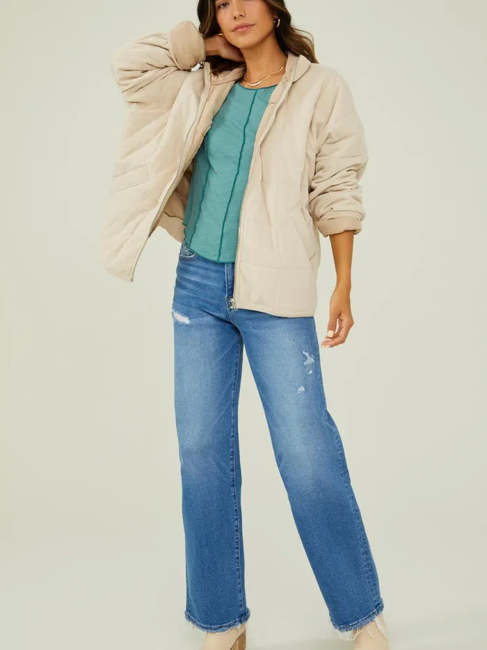 Women Altar039d State Jackets Callie Corduroy Quilted Jacket Cream