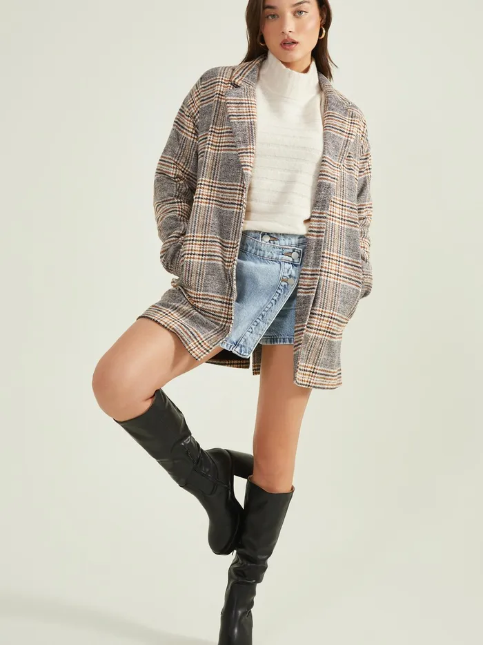 Women Altar039d State Jackets Emmy Collared Coat Brownblackplaid