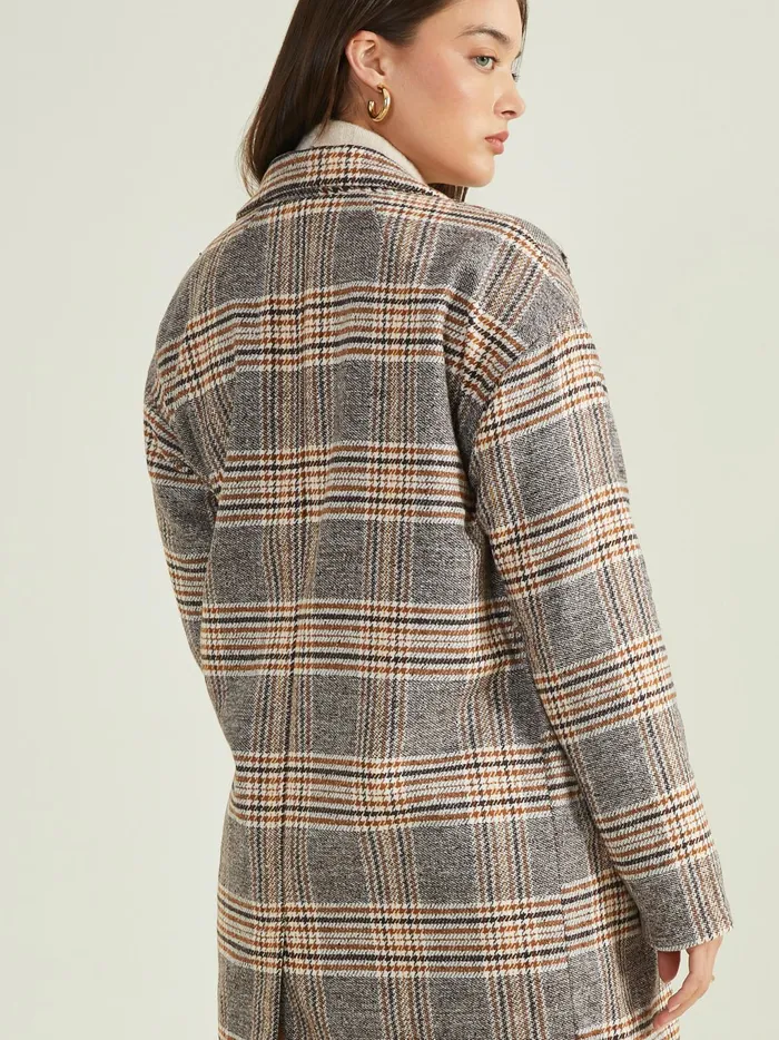 Women Altar039d State Jackets Emmy Collared Coat Brownblackplaid