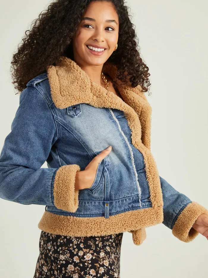 Women Altar039d State Jackets Ginger Sherpa Lined Denim Jacket Denim