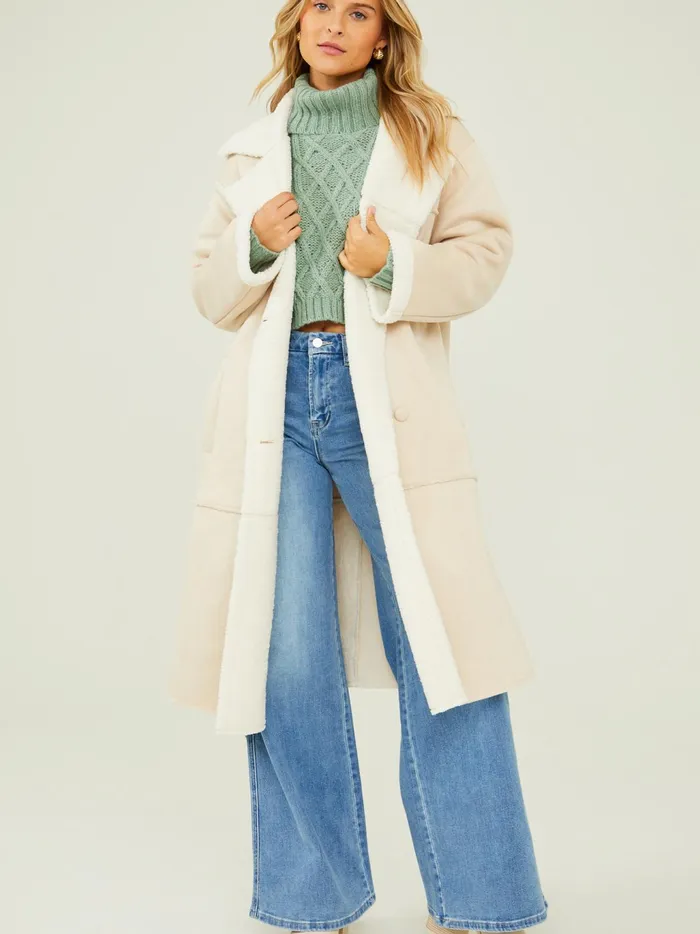 Women Altar039d State Jackets Margot Sherpa Trim Coat Ecru