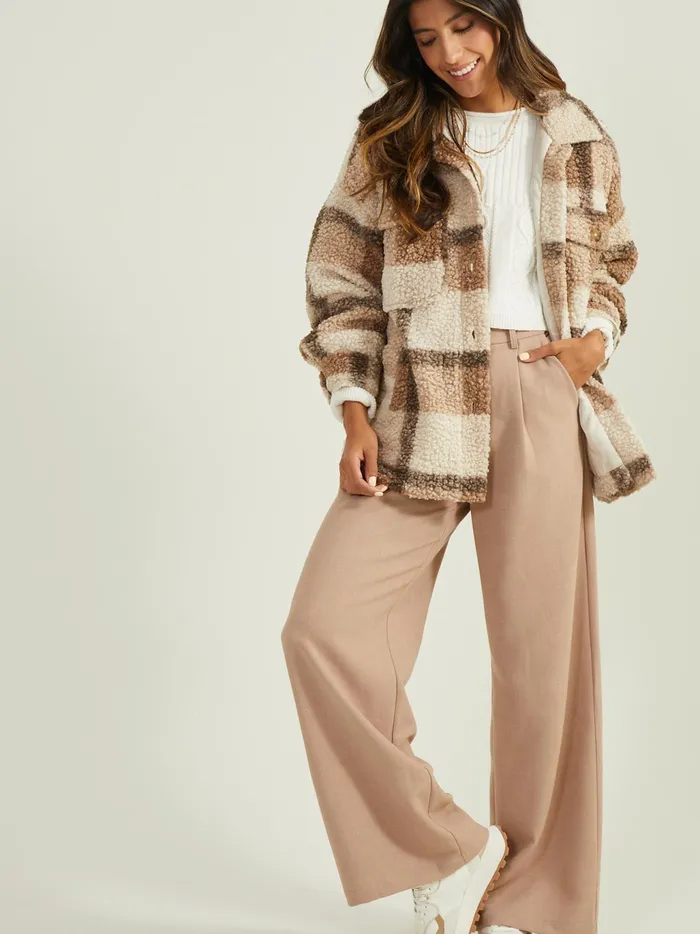 Women Altar039d State Jackets Sammy Sherpa Shacket Taupebrown