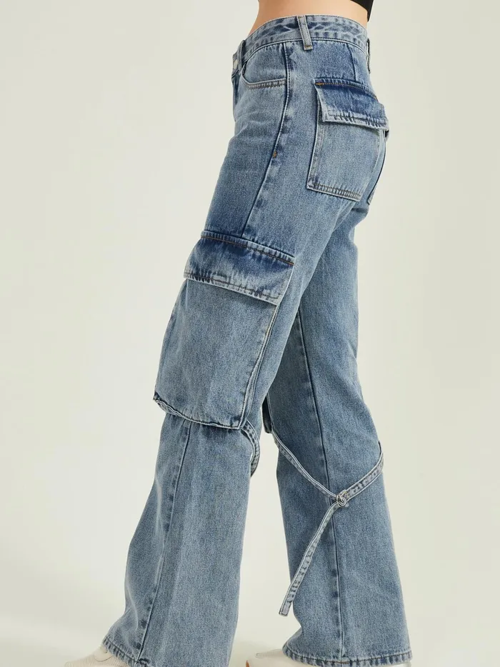 Women Altar039d State Jeans Collins Cargo Strap Jeans Mediumwash