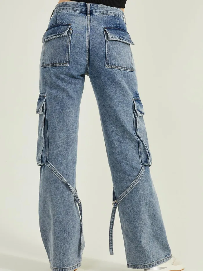 Women Altar039d State Jeans Collins Cargo Strap Jeans Mediumwash