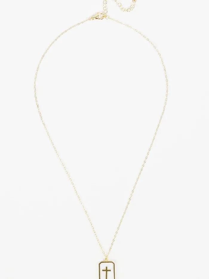 Women Altar039d State Jewelry 18k Cross Charm Tag Necklace 18kgold