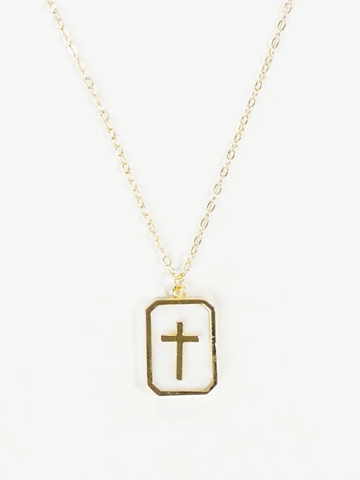 Women Altar039d State Jewelry 18k Cross Charm Tag Necklace 18kgold
