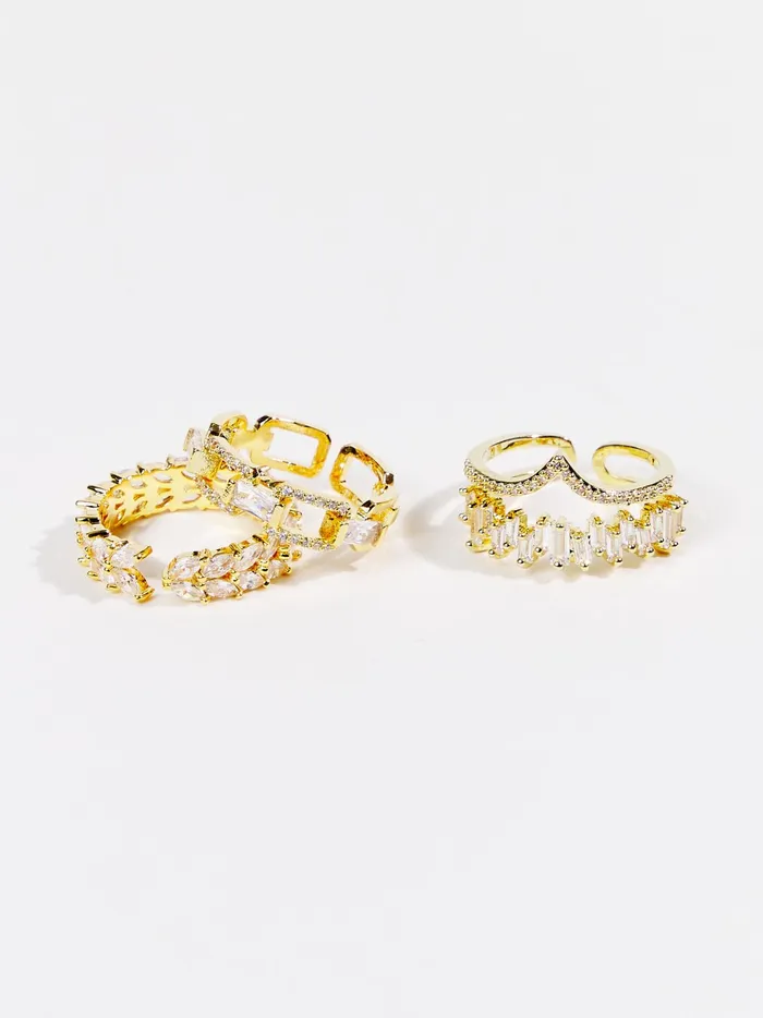 Women Altar039d State Jewelry Crystal Glitz Ring Set Gold