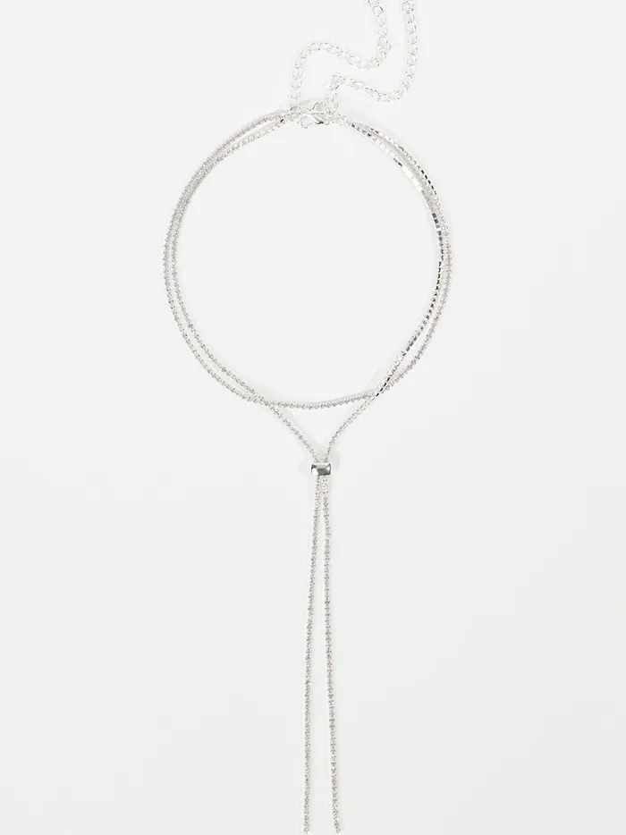 Women Altar039d State Jewelry Layered Tennis Chain Bolo Necklace Silver