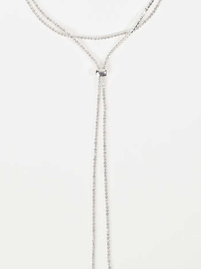 Women Altar039d State Jewelry Layered Tennis Chain Bolo Necklace Silver
