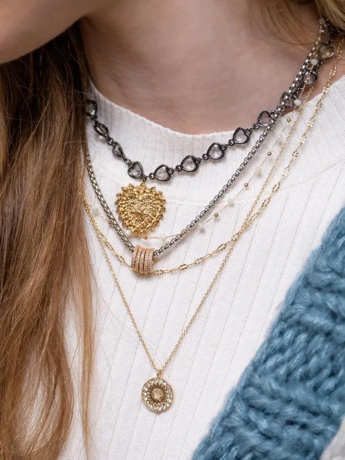 Women Altar039d State Jewelry Opal Coin Pendant Layered Necklace Gold
