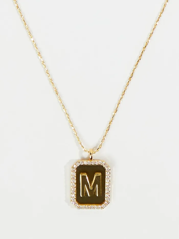 Women Altar039d State Jewelry Rhinestone Lined Monogram Pendant Necklace 8211 M Gold