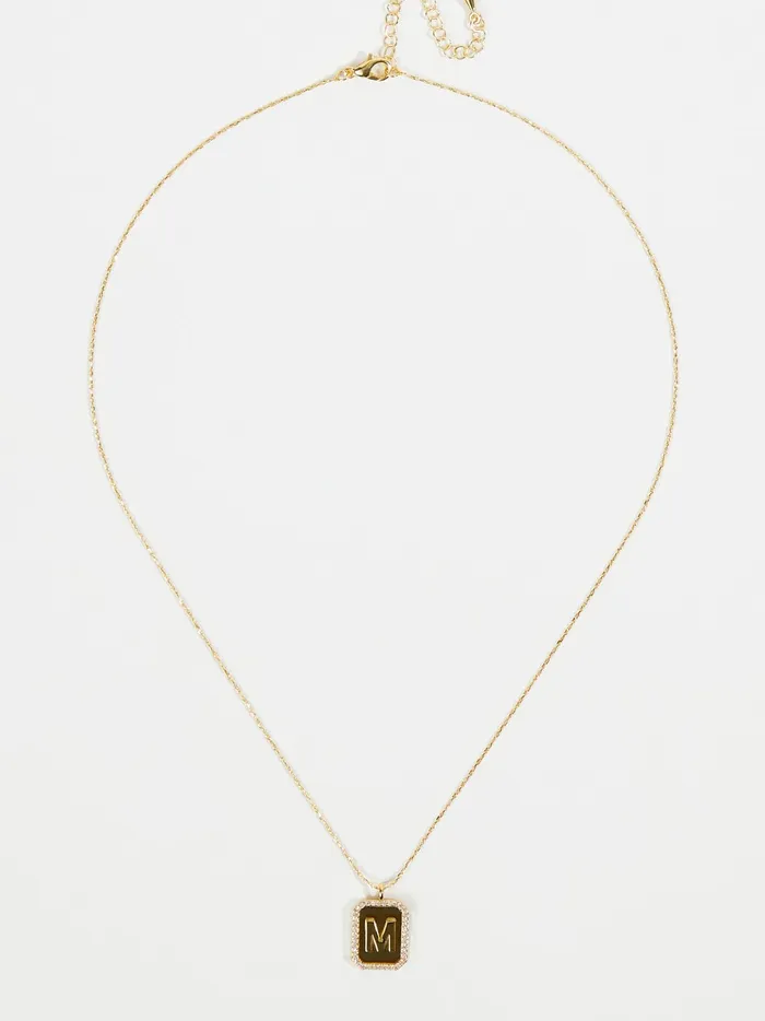 Women Altar039d State Jewelry Rhinestone Lined Monogram Pendant Necklace 8211 M Gold