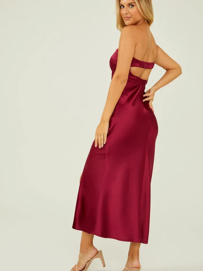 Women Altar039d State Maxi Midi Angelique Satin Maxi Dress Ruby