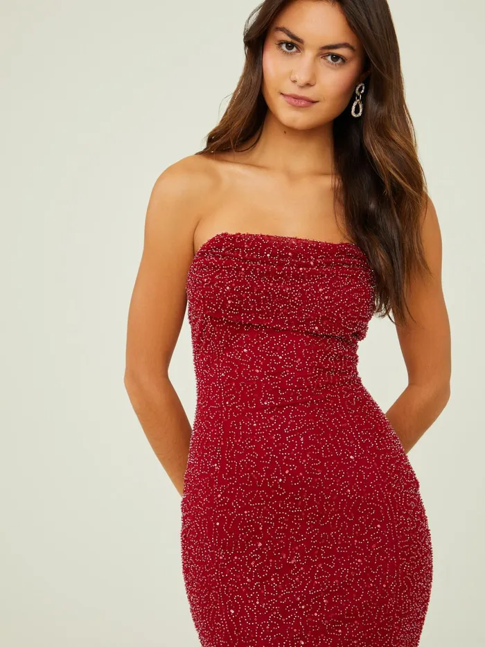 Women Altar039d State Maxi Midi Makayla Beaded Maxi Dress Burgundy