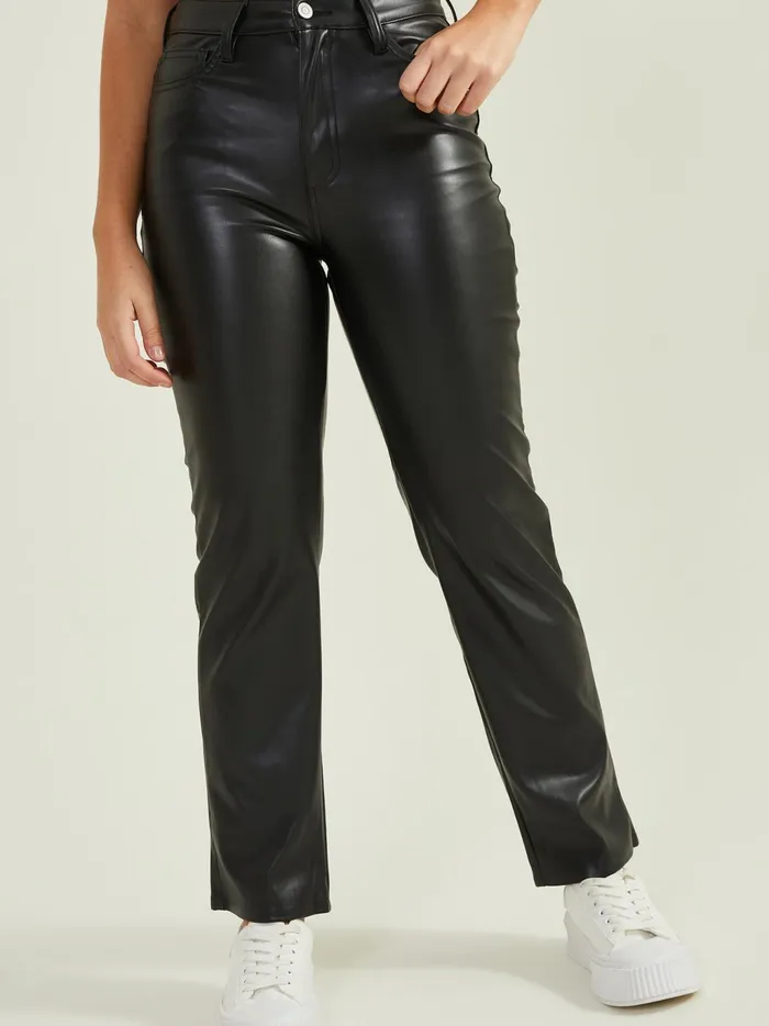 Women Altar039d State Pants Etta Vegan Leather Straight Pants Black