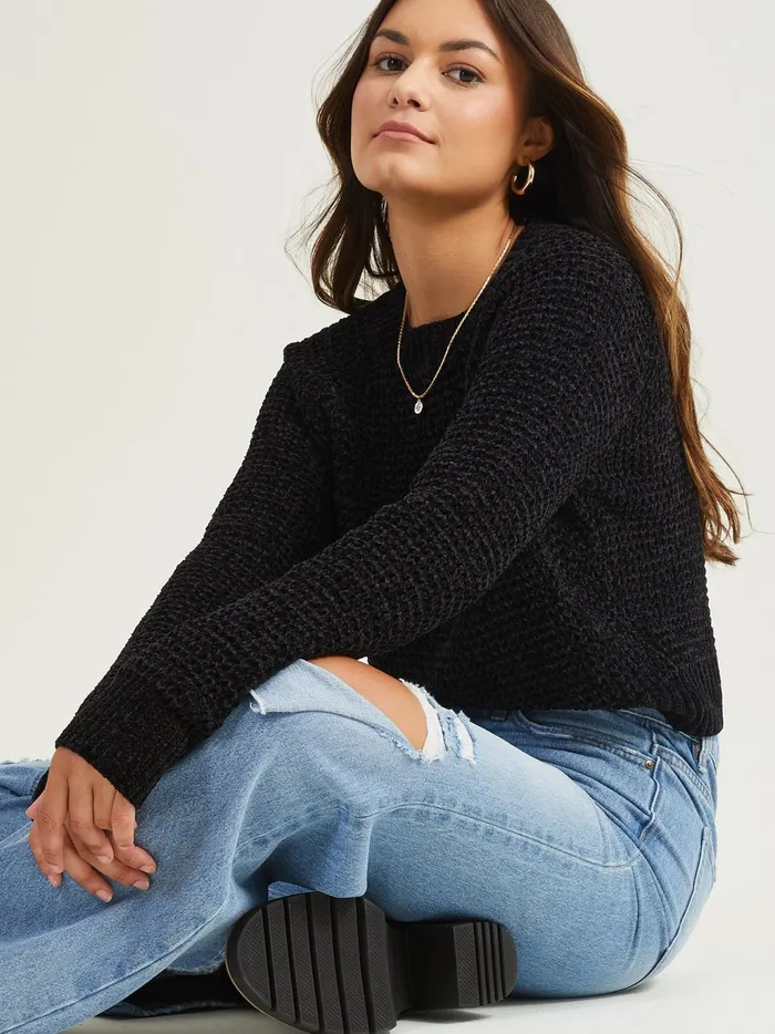 Women Altar039d State Pullovers Alice Chenille Sweater Black