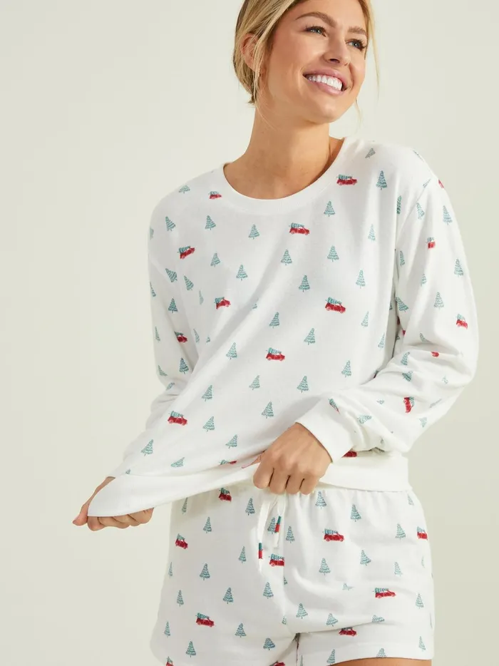 Women Altar039d State Sleep Lounge Classic Christmas Lounge Top Vanilla