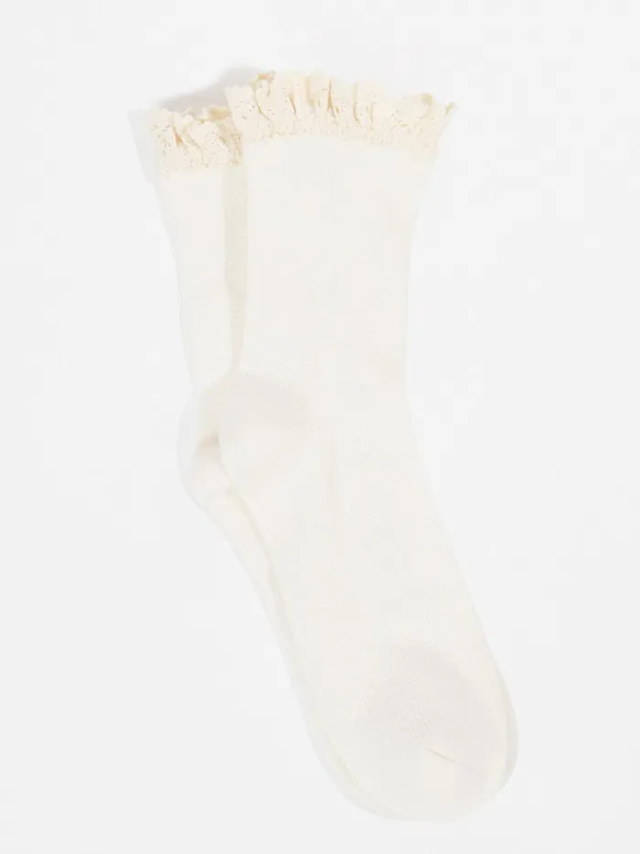 Women Altar039d State Socks Lace Trim Crew Socks Ivory