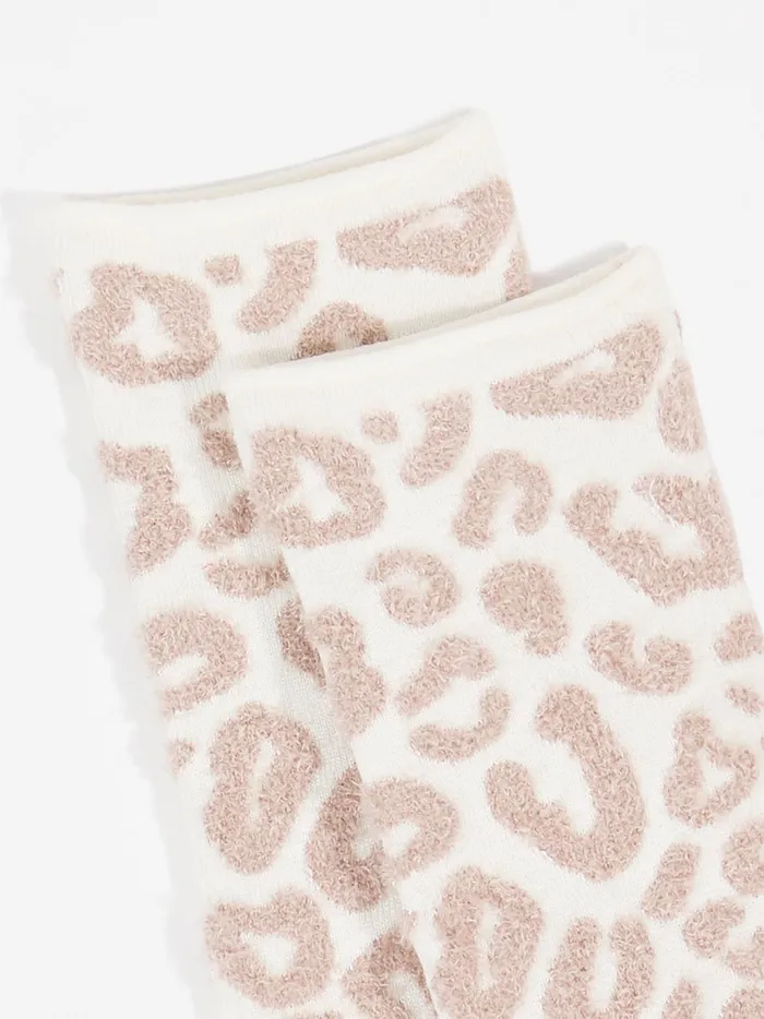 Women Altar039d State Socks Leopard Print Crew Socks Ivorydustyrose