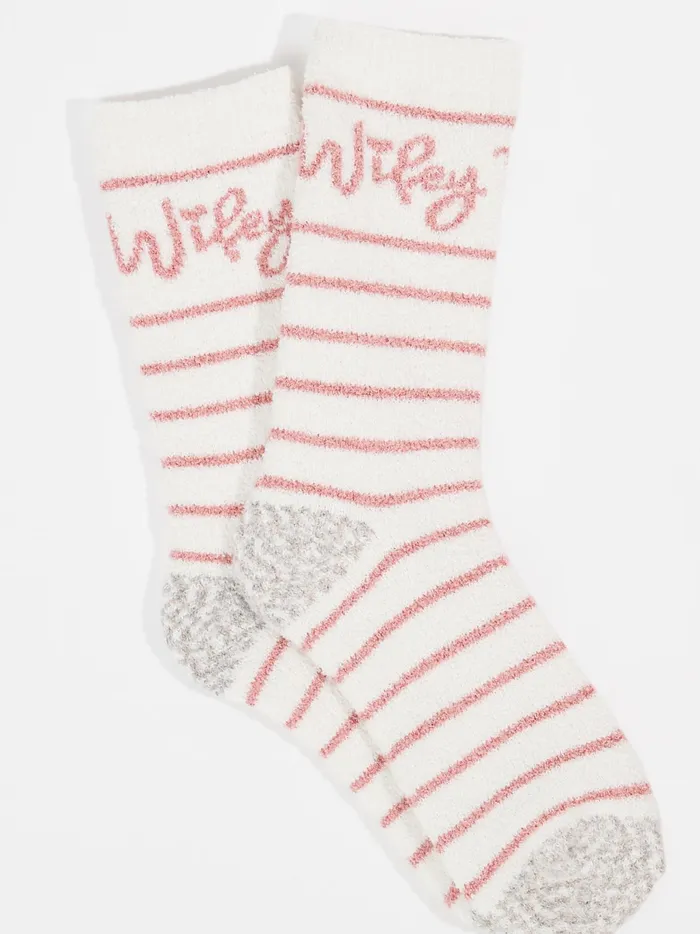 Women Altar039d State Socks Wifey Striped Cozy Socks Ivory
