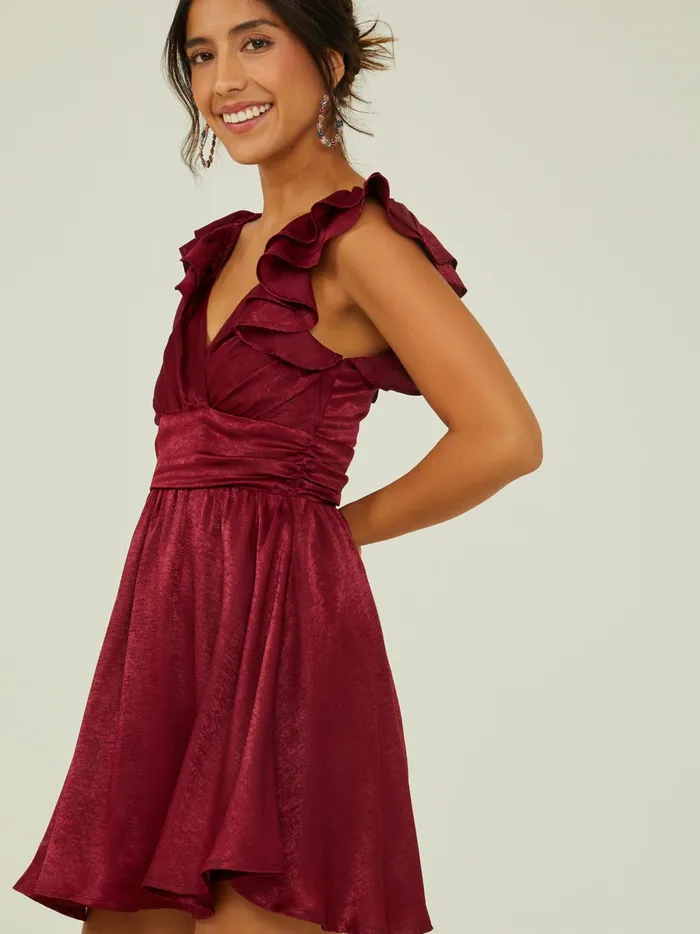 Women Altar039d State Special Occasion Sylvia Flutter Sleeve Dress Burgundy