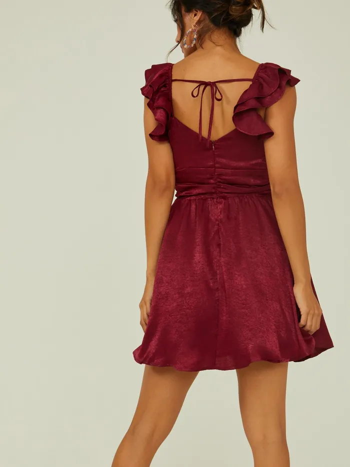Women Altar039d State Special Occasion Sylvia Flutter Sleeve Dress Burgundy