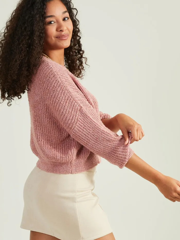 Women Altar039d State Sweaters Astra Sequin Cropped Sweater Mauve