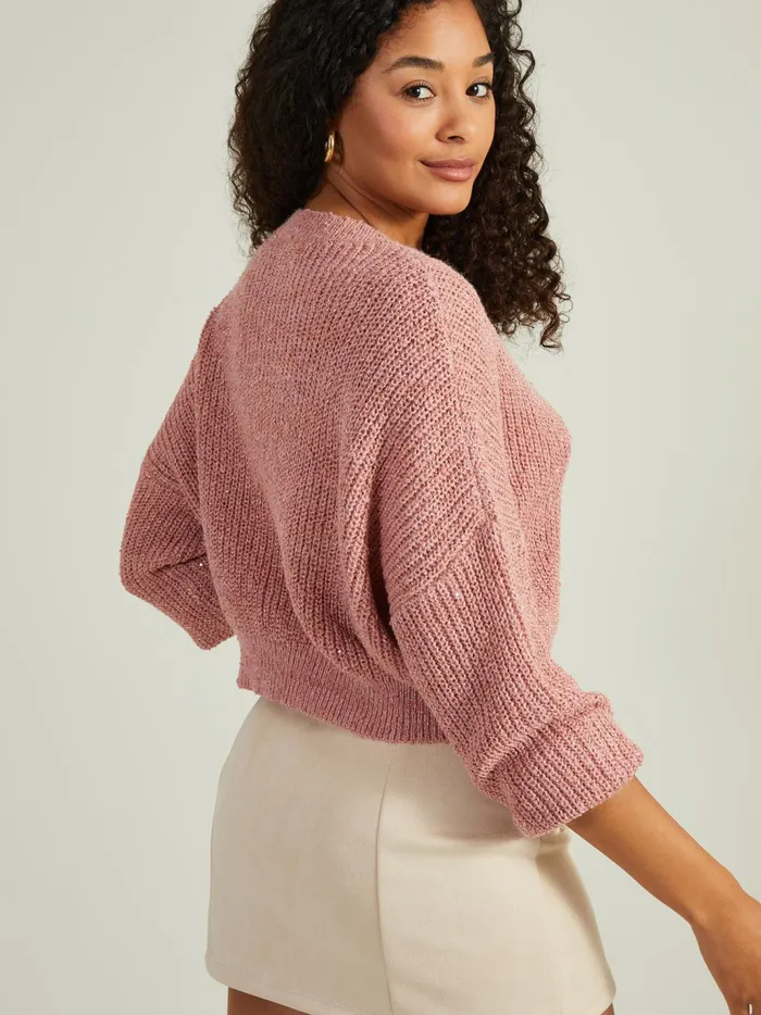 Women Altar039d State Sweaters Astra Sequin Cropped Sweater Mauve